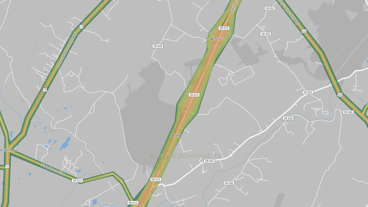 Rapidan, VA Map of Noise Levels in Rapidan