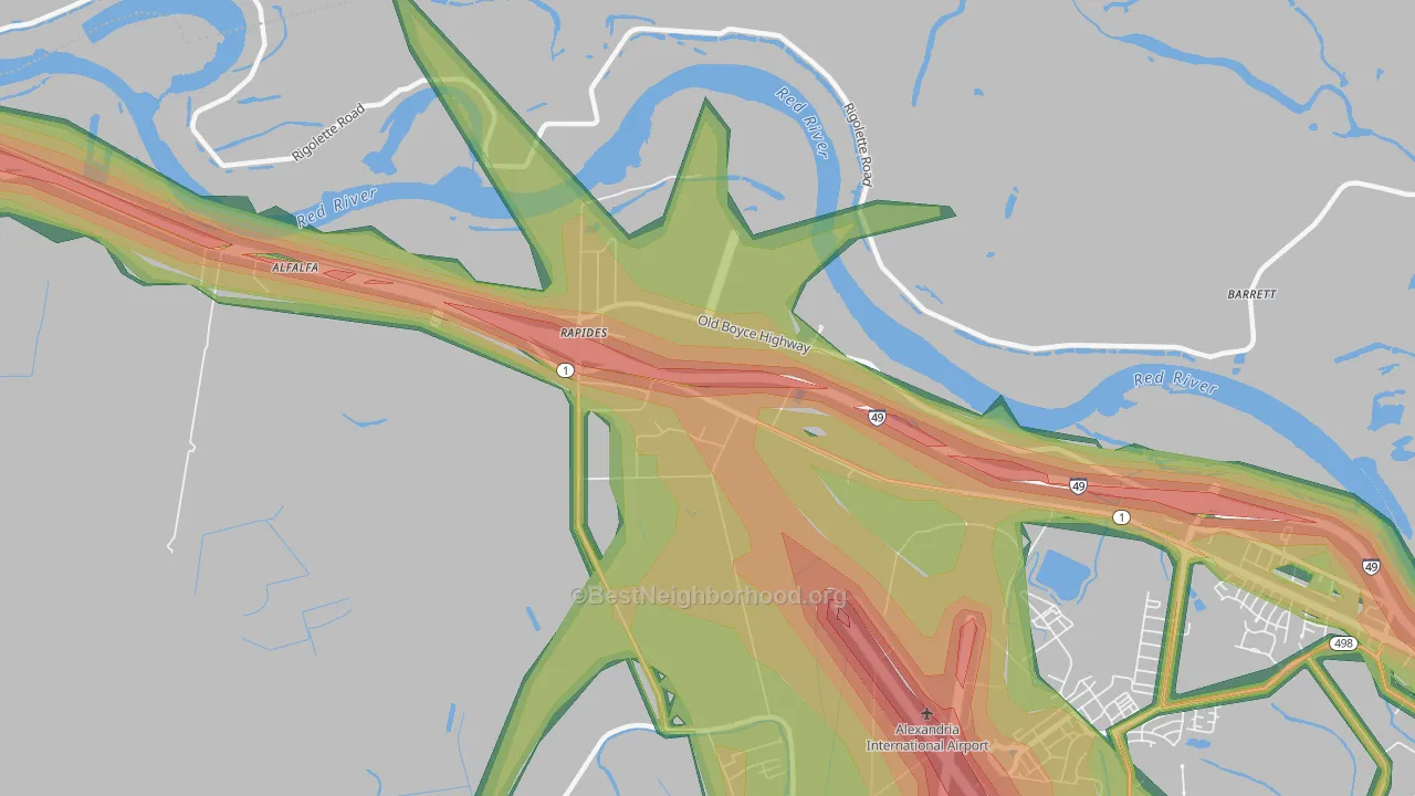 Rapides, LA Map of Noise Levels in Rapides