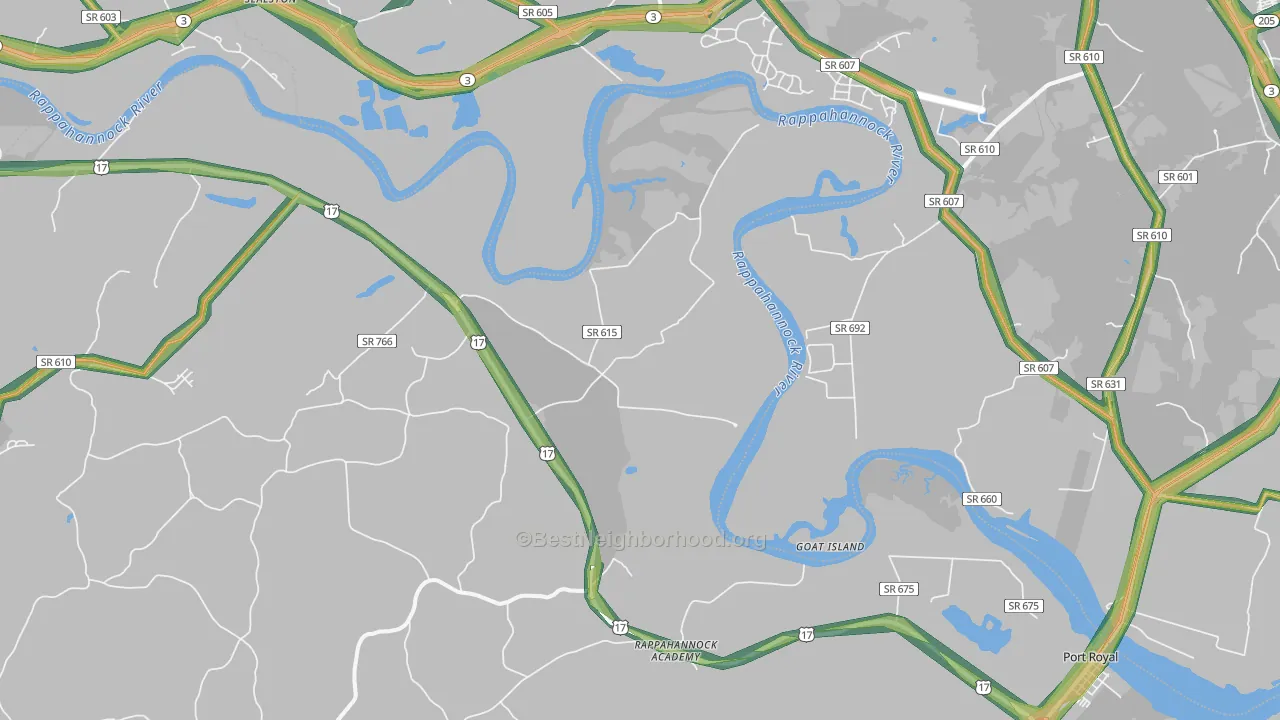 Rappahannock Academy, VA Map of Noise Levels in Rappahannock Academy