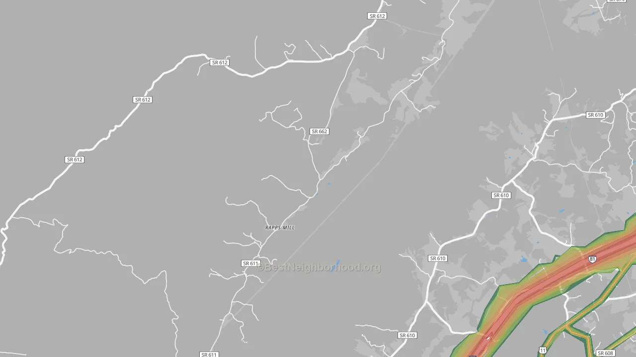 Rapps Mill, VA Map of Noise Levels in Rapps Mill