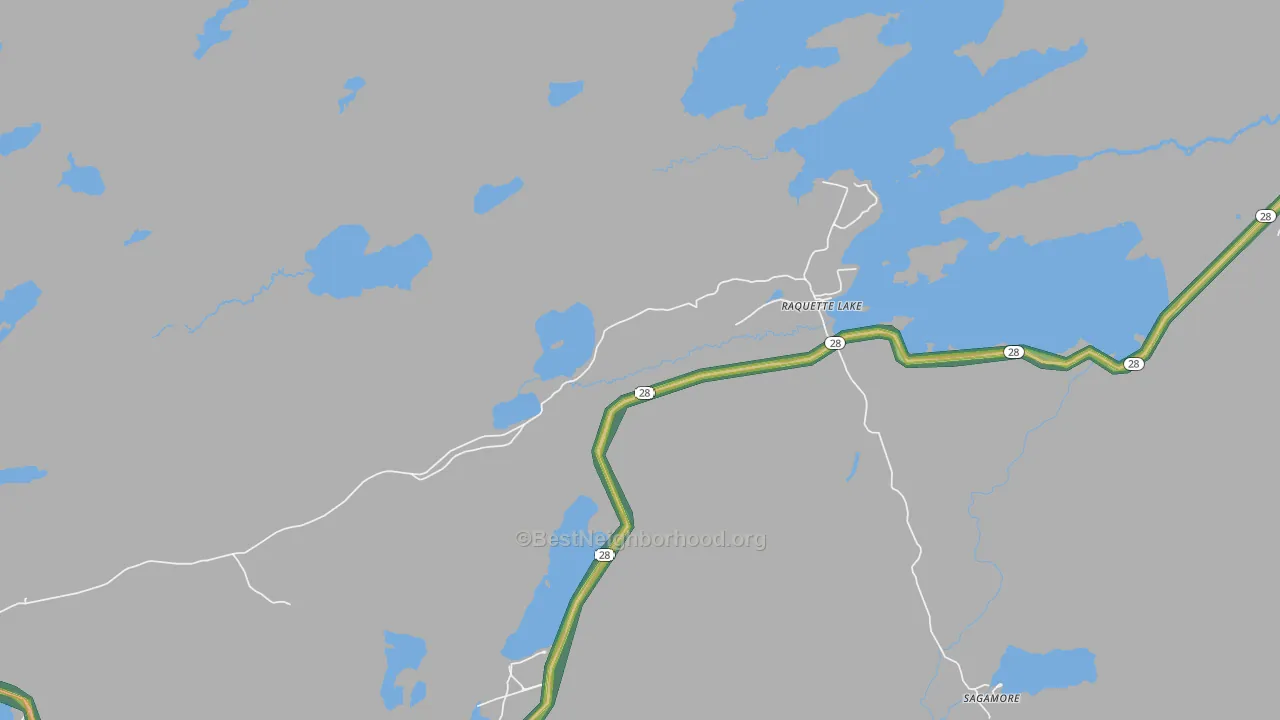 Raquette Lake, NY Map of Noise Levels in Raquette Lake