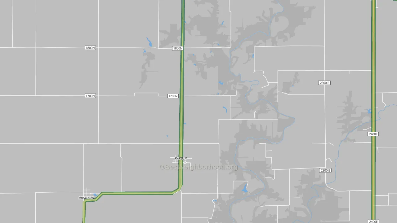 Rardin, IL Map of Noise Levels in Rardin