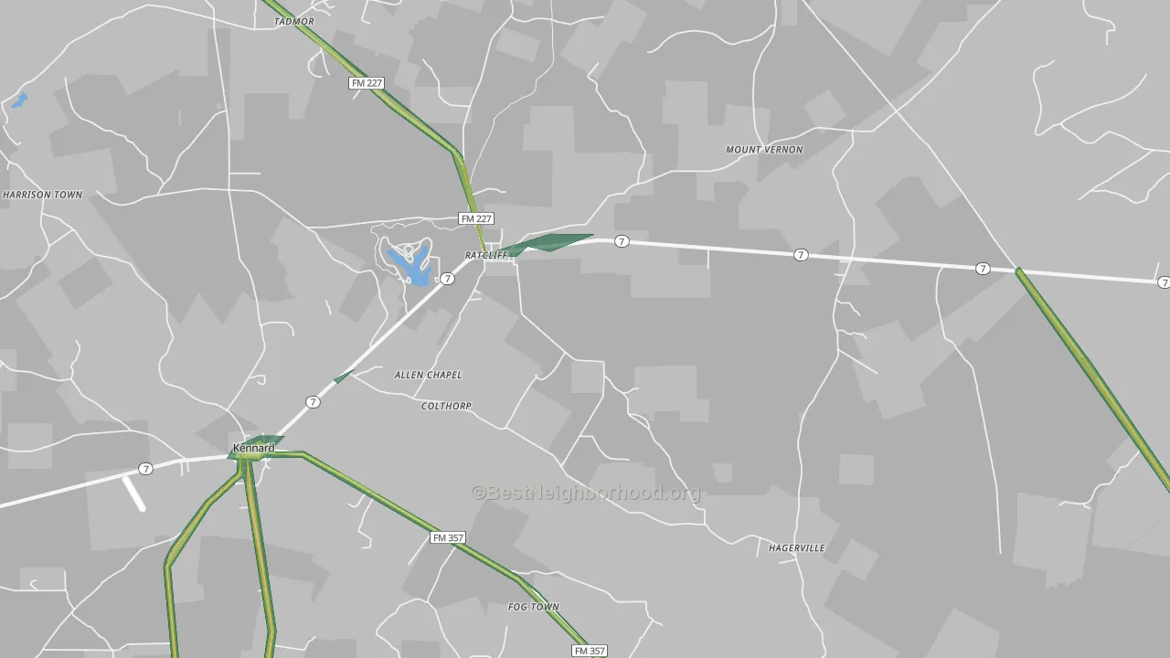 Ratcliff, TX Map of Noise Levels in Ratcliff