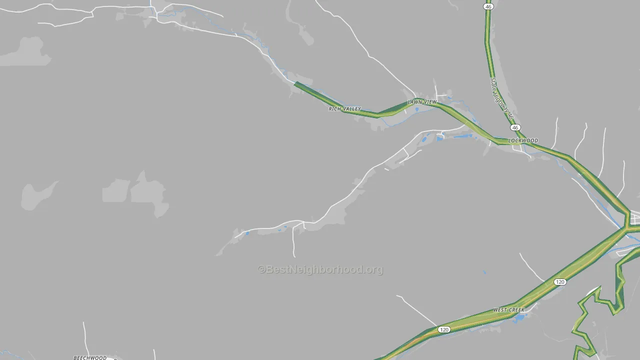 Rathbun, PA Map of Noise Levels in Rathbun