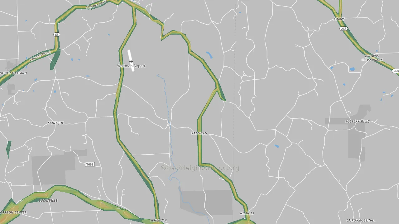 Rattigan, PA Map of Noise Levels in Rattigan