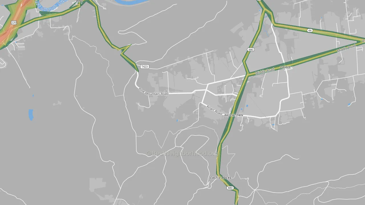 Rauchtown, PA Map of Noise Levels in Rauchtown