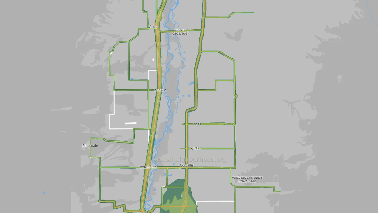 Ravalli County, MT Map of Noise Levels in Ravalli County
