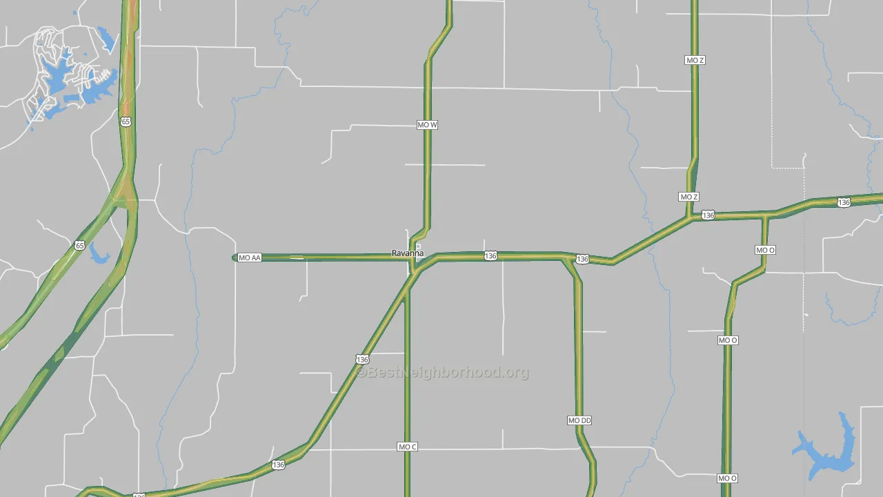 Ravanna, MO Map of Noise Levels in Ravanna
