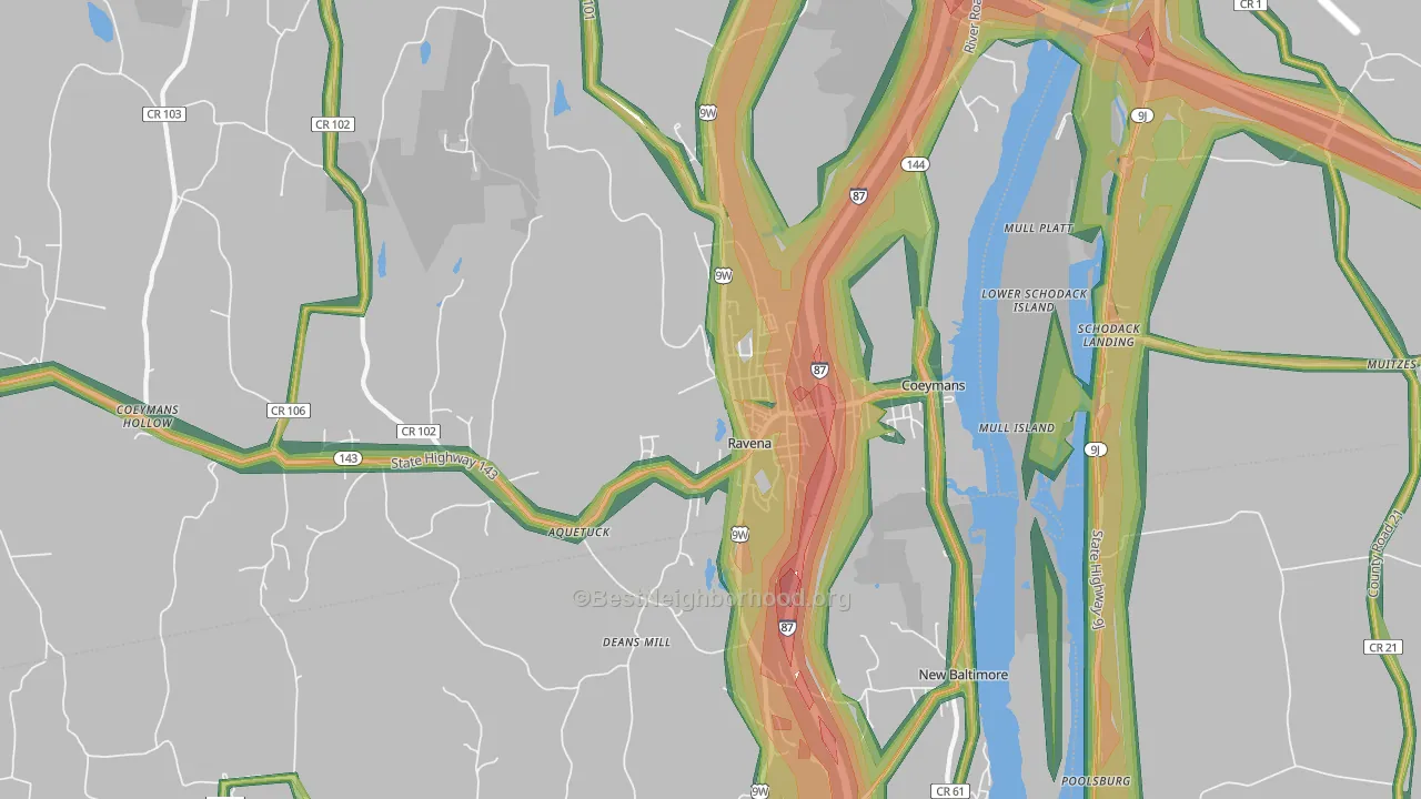 Ravena, NY Map of Noise Levels in Ravena