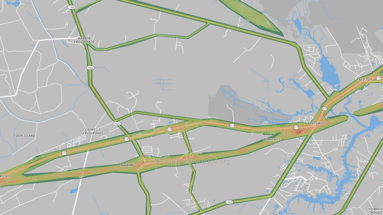Ravenel, SC Map of Noise Levels in Ravenel