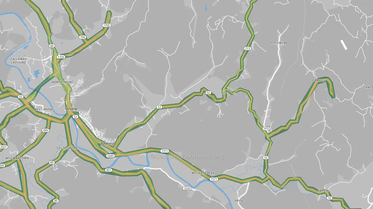 Ravenna, KY Map of Noise Levels in Ravenna