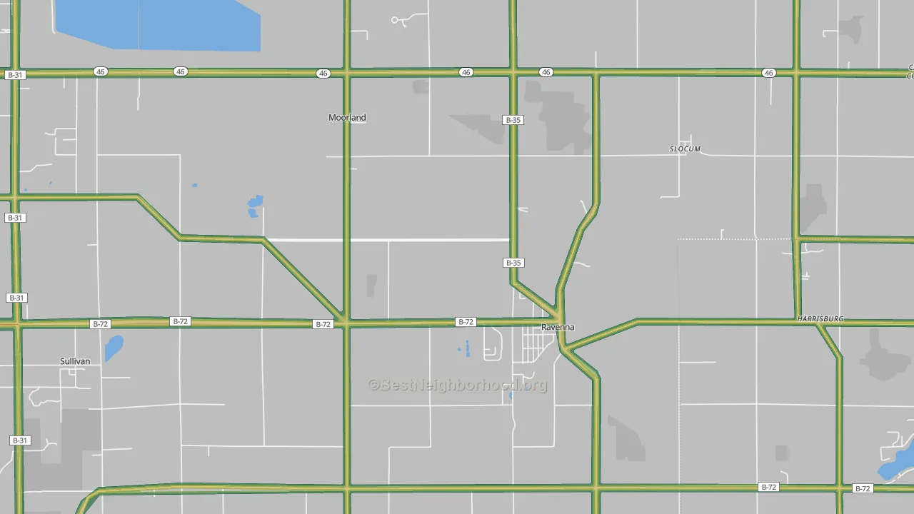 Ravenna, MI Map of Noise Levels in Ravenna
