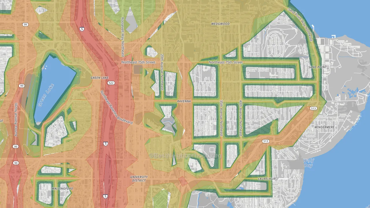 Ravenna, Seattle, WA Map of Noise Levels in Ravenna