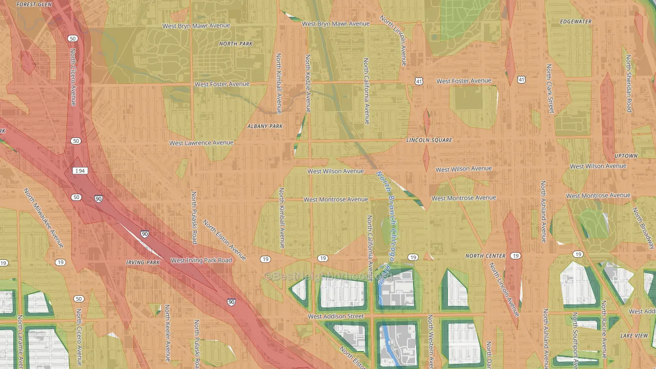 Ravenswood Manor, Chicago, IL Map of Noise Levels in Ravenswood Manor