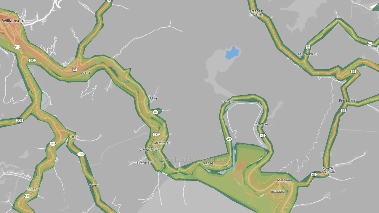 Rawl, WV Map of Noise Levels in Rawl
