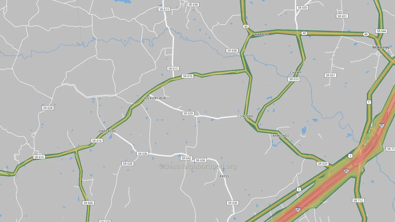 Rawlings, VA Map of Noise Levels in Rawlings