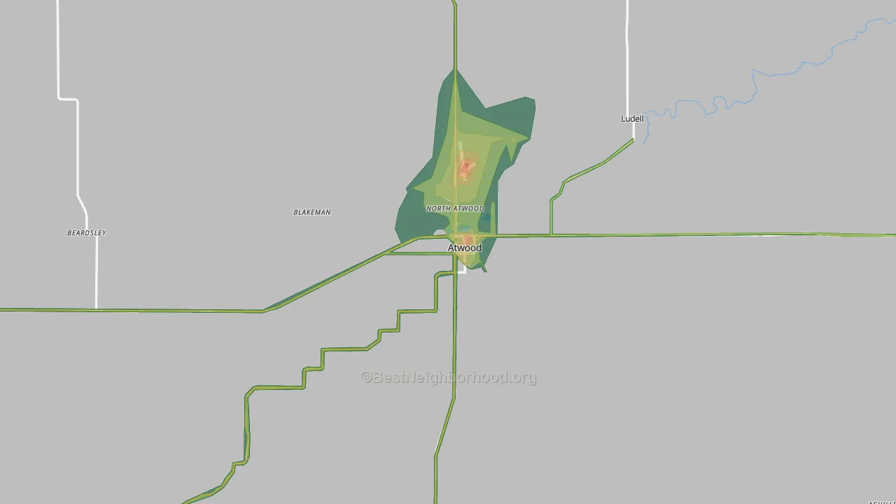 Rawlins County, KS Map of Noise Levels in Rawlins County
