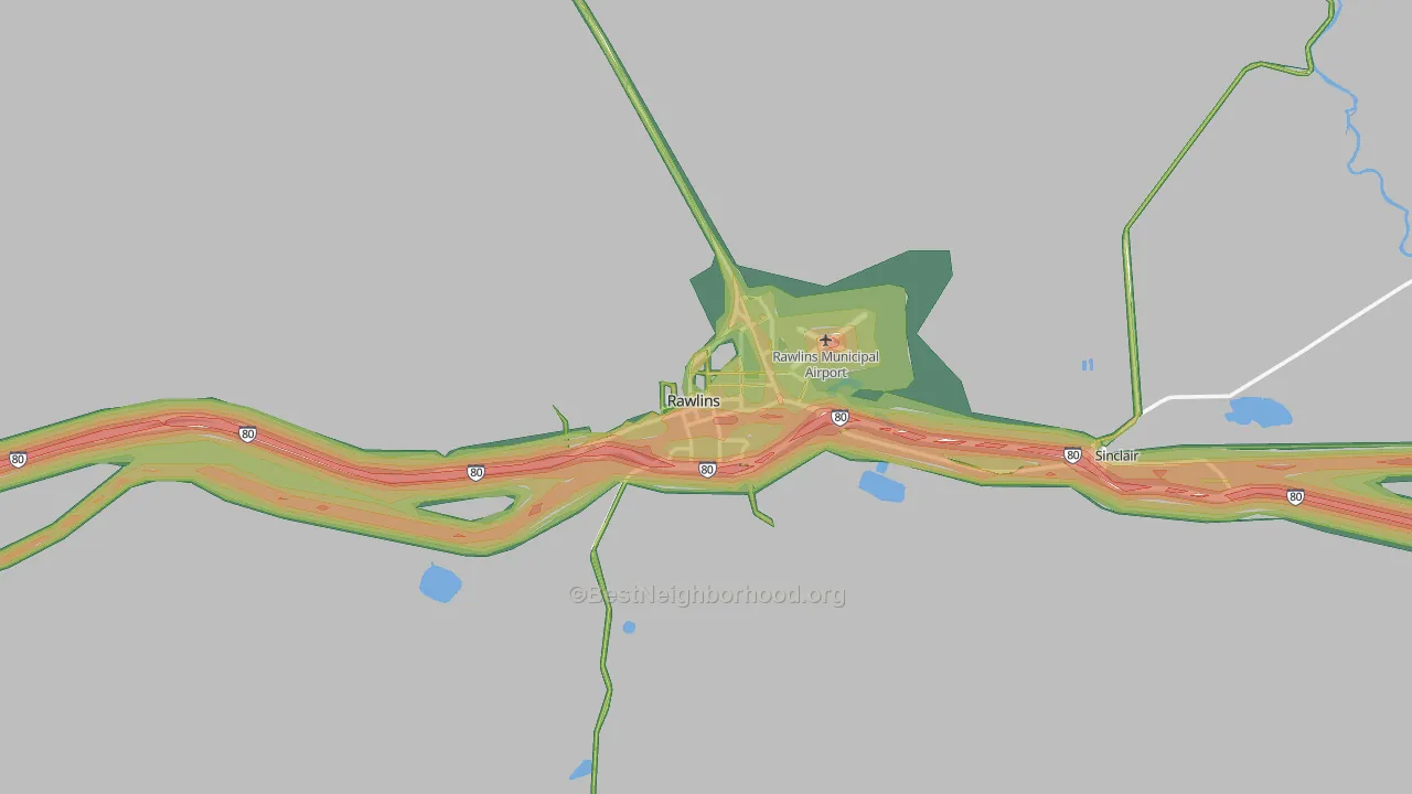 Rawlins, WY Map of Noise Levels in Rawlins