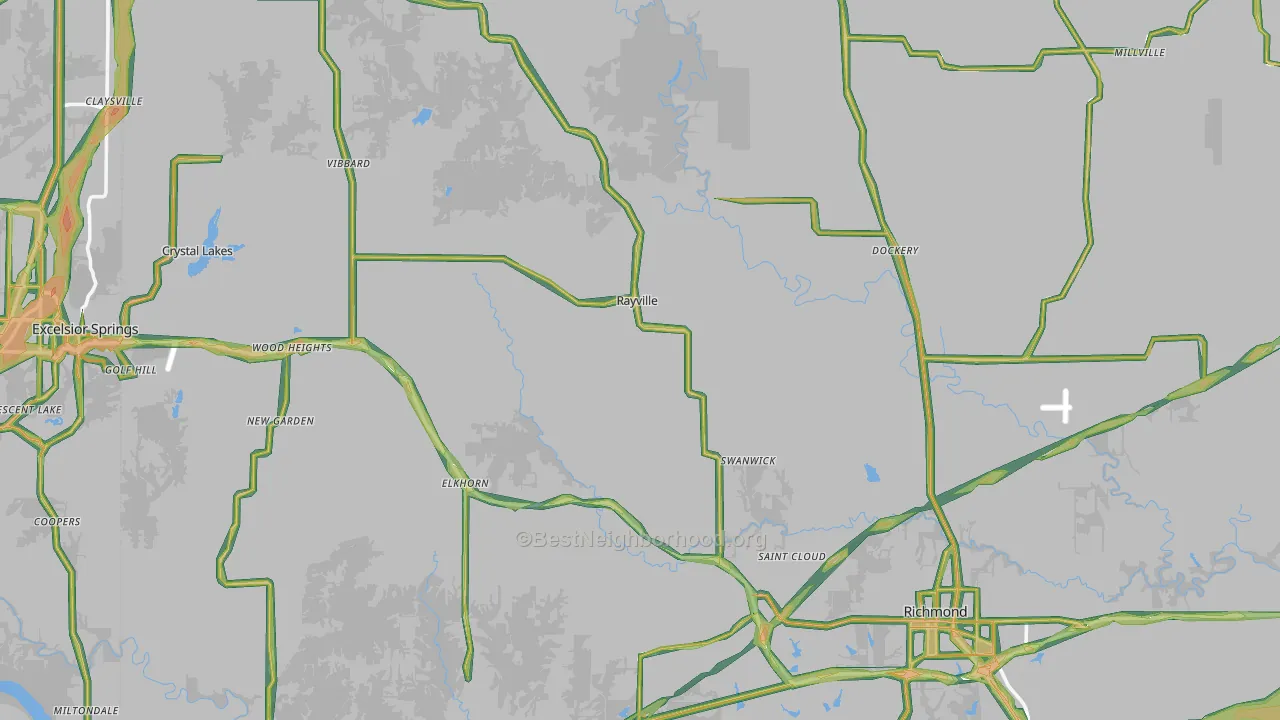Ray County, MO Map of Noise Levels in Ray County