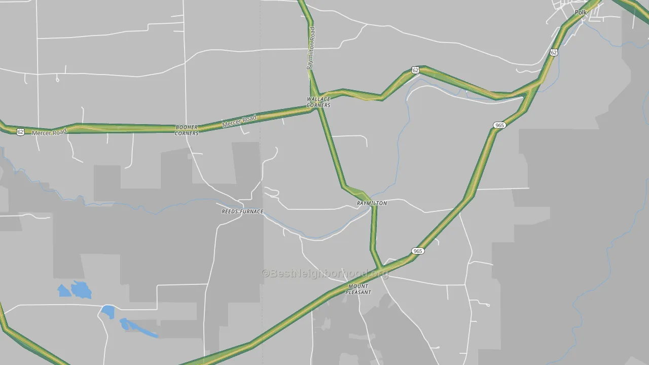 Raymilton, PA Map of Noise Levels in Raymilton