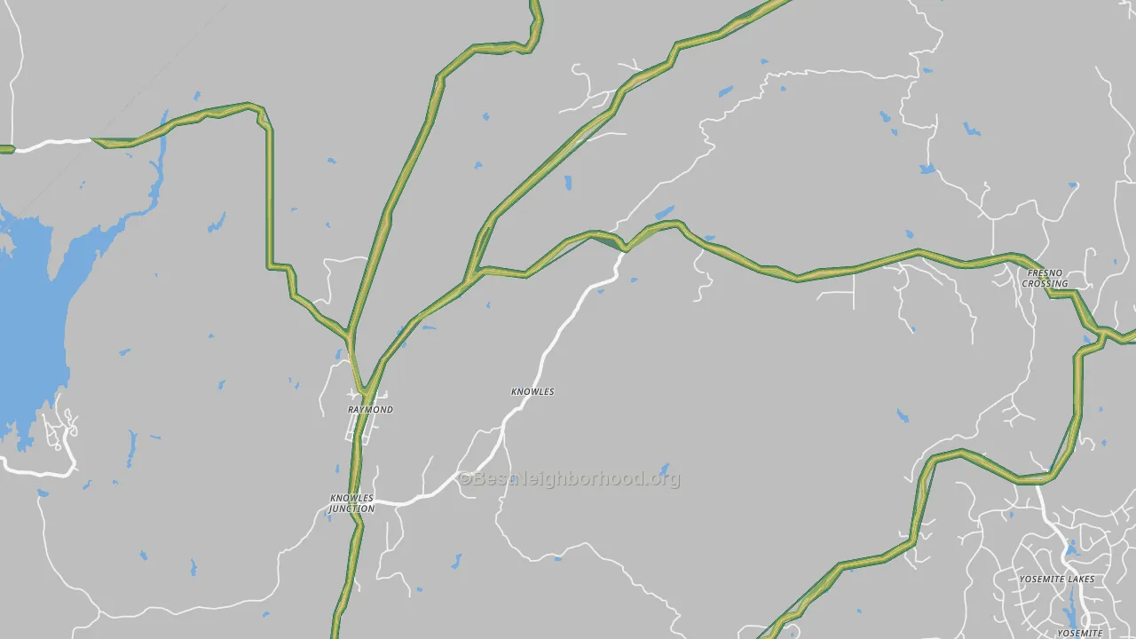 Raymond, CA Map of Noise Levels in Raymond