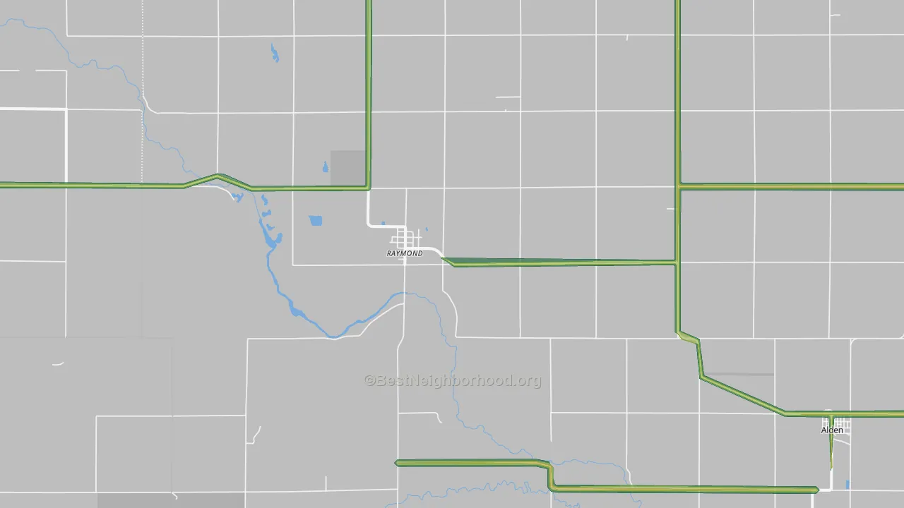 Raymond, KS Map of Noise Levels in Raymond