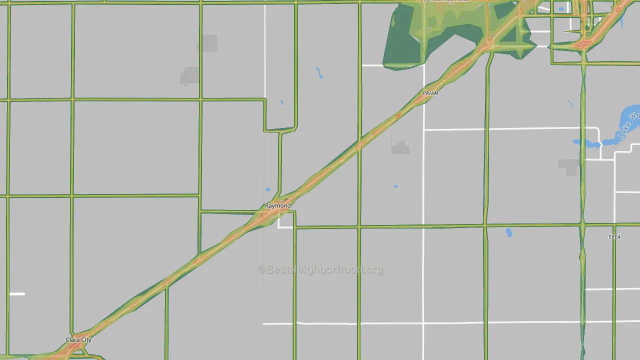 Raymond, MN Map of Noise Levels in Raymond