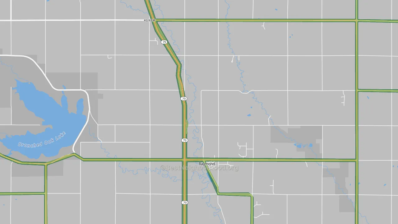 Raymond, NE Map of Noise Levels in Raymond