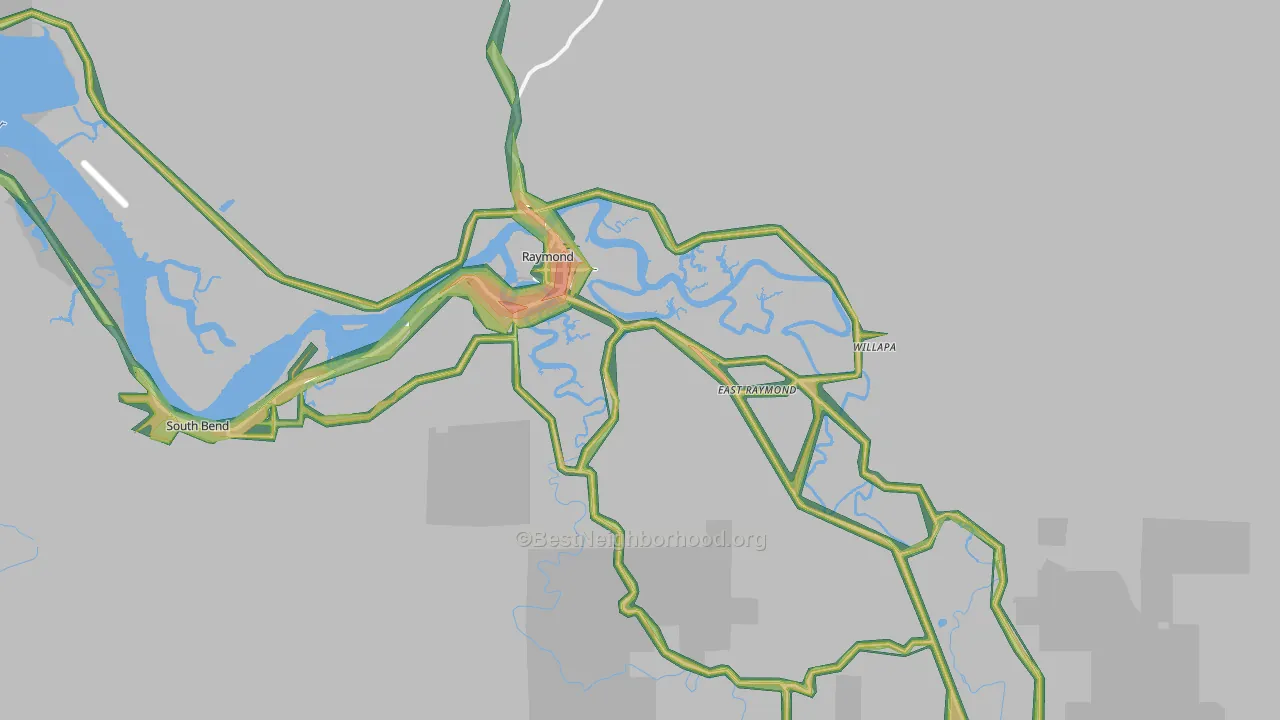 Raymond, WA Map of Noise Levels in Raymond