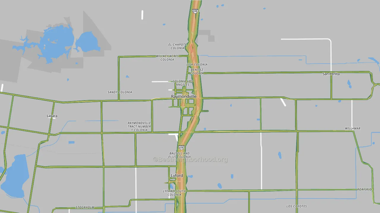 Raymondville, TX Map of Noise Levels in Raymondville
