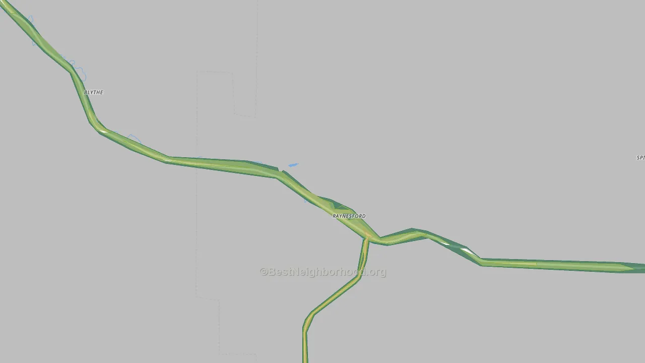Raynesford, MT Map of Noise Levels in Raynesford