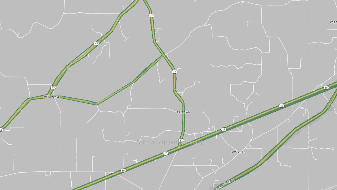 Raytown, MS Map of Noise Levels in Raytown