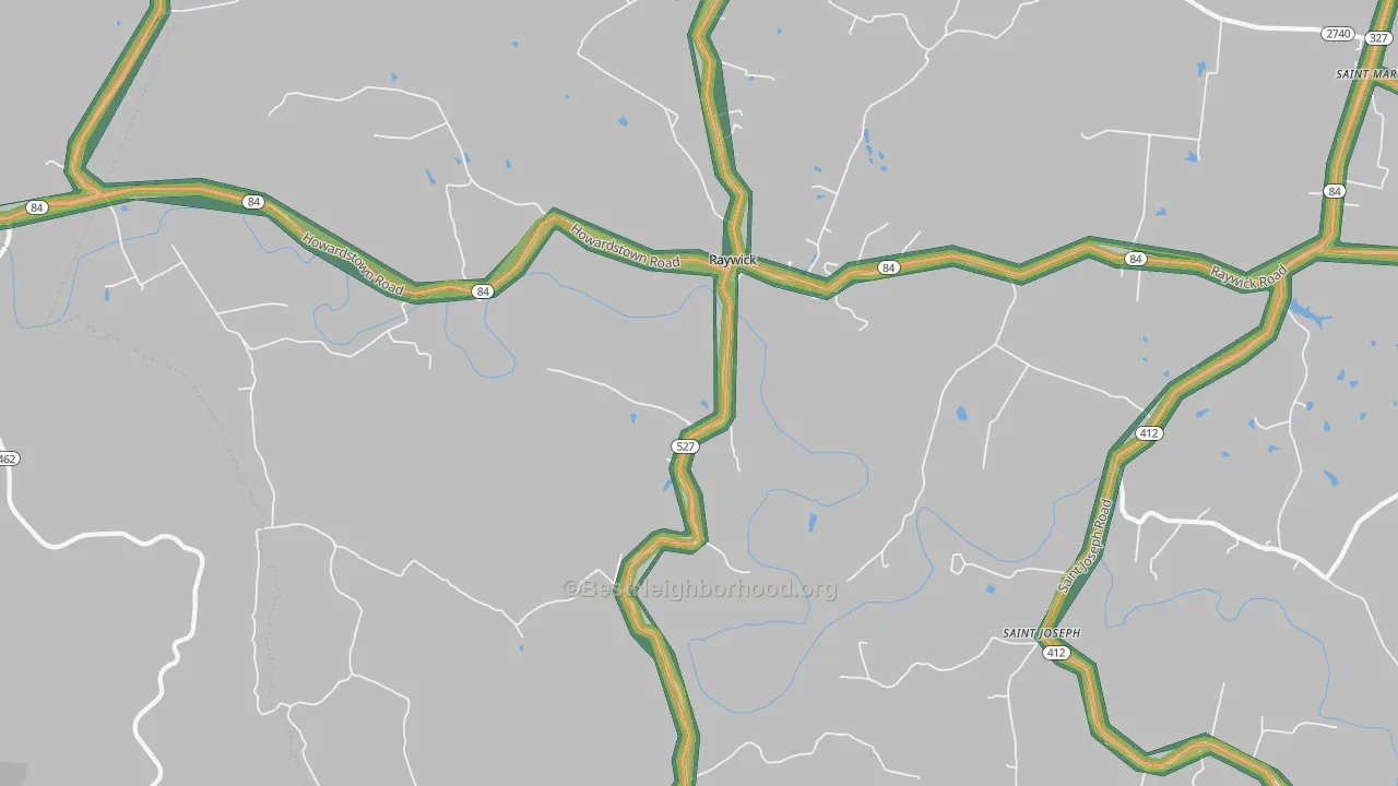 Raywick, KY Map of Noise Levels in Raywick