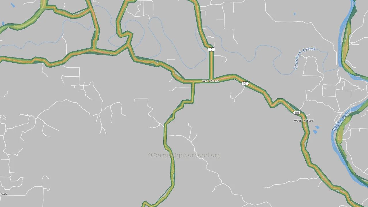 Rea Valley, AR Map of Noise Levels in Rea Valley