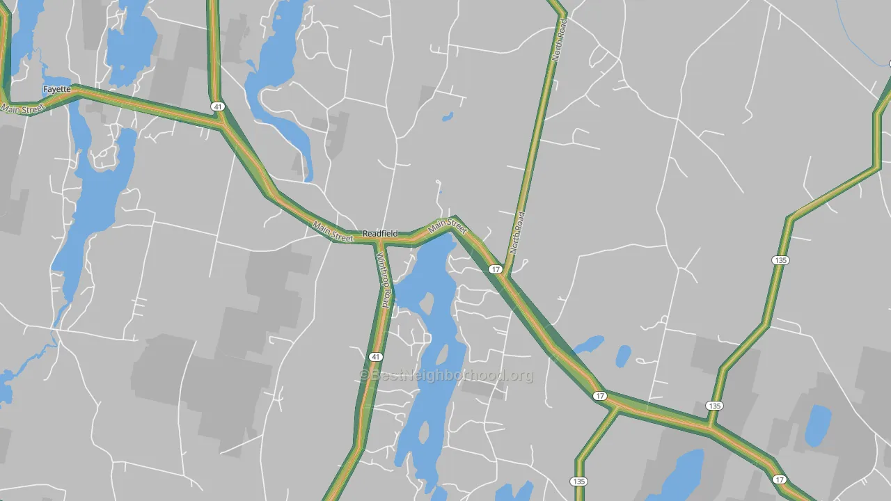 Readfield, ME Map of Noise Levels in Readfield