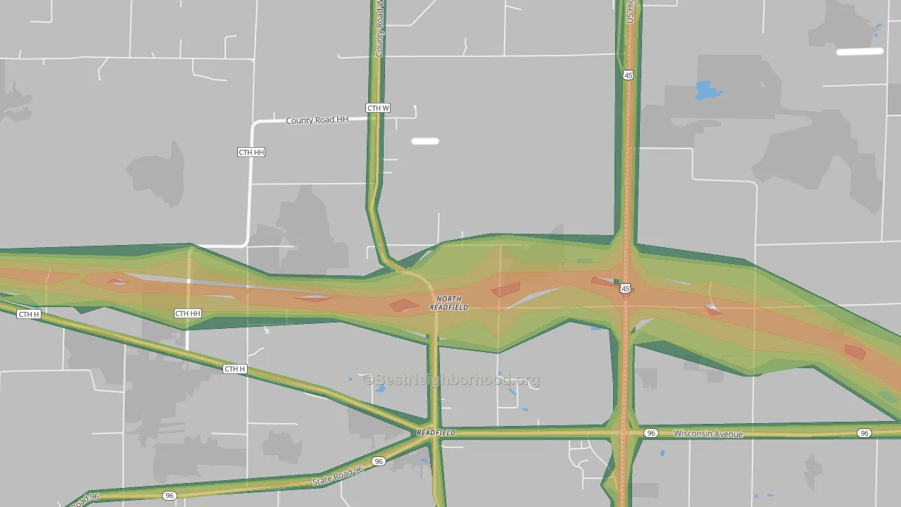 Readfield, WI Map of Noise Levels in Readfield