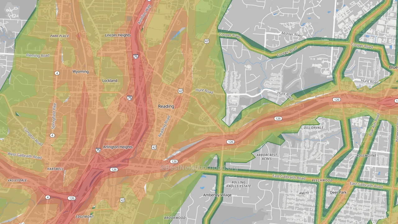 Reading, OH Map of Noise Levels in Reading