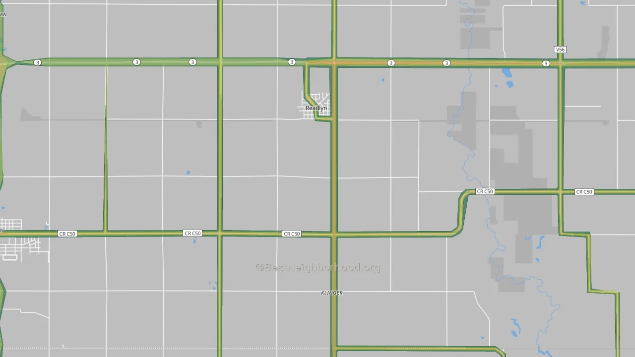 Readlyn, IA Map of Noise Levels in Readlyn
