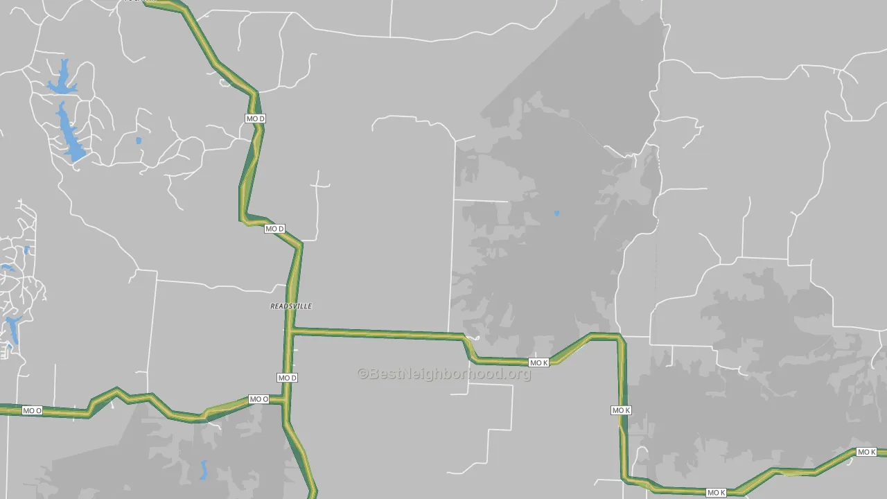 Readsville, MO Map of Noise Levels in Readsville