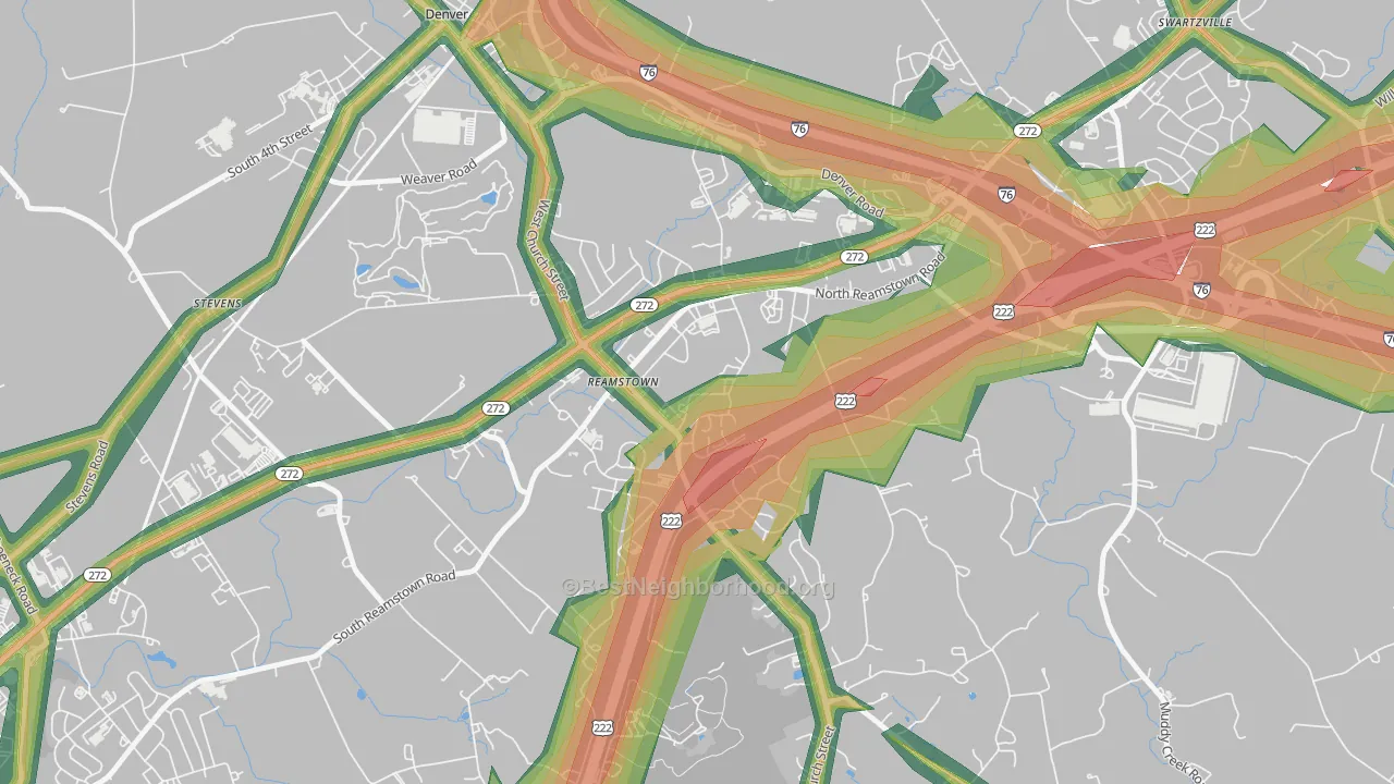 Reamstown, PA Map of Noise Levels in Reamstown