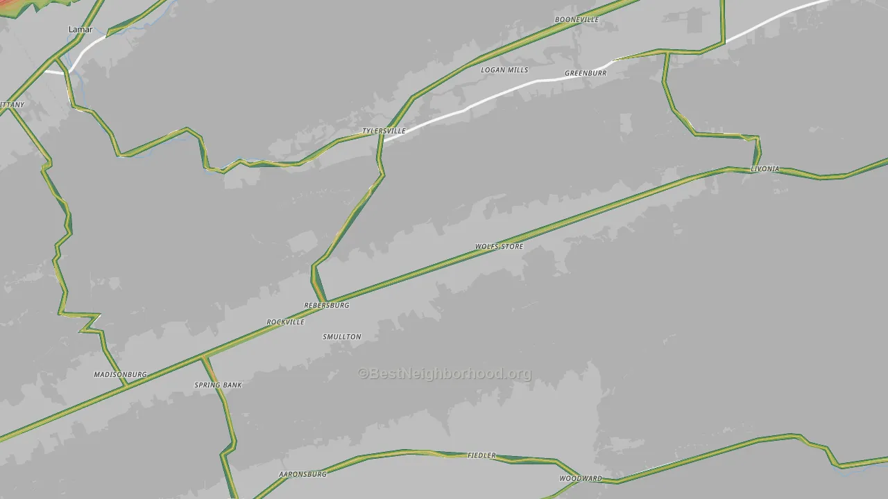 Rebersburg, PA Map of Noise Levels in Rebersburg