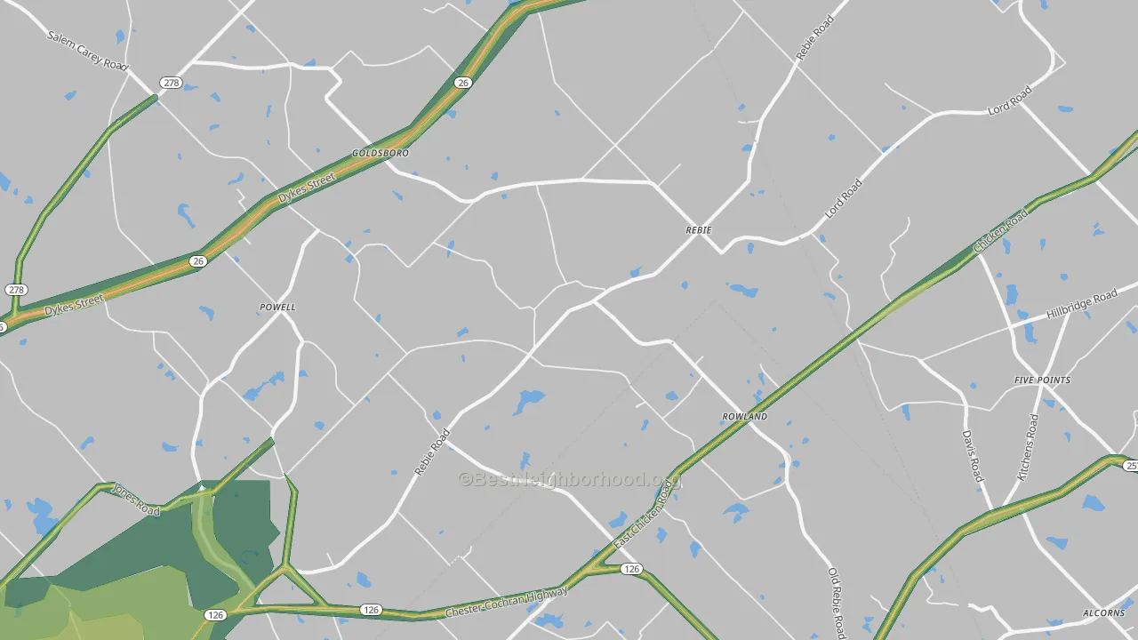 Rebie, GA Map of Noise Levels in Rebie