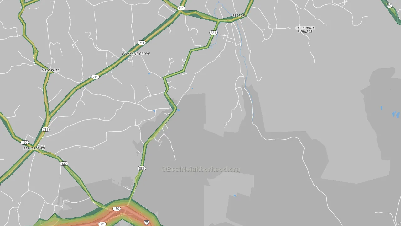 Rector, PA Map of Noise Levels in Rector