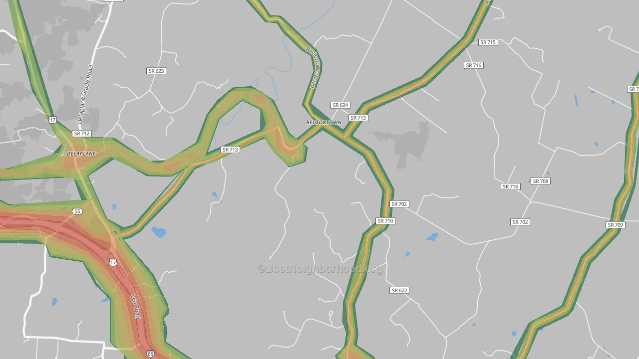 Rectortown, VA Map of Noise Levels in Rectortown