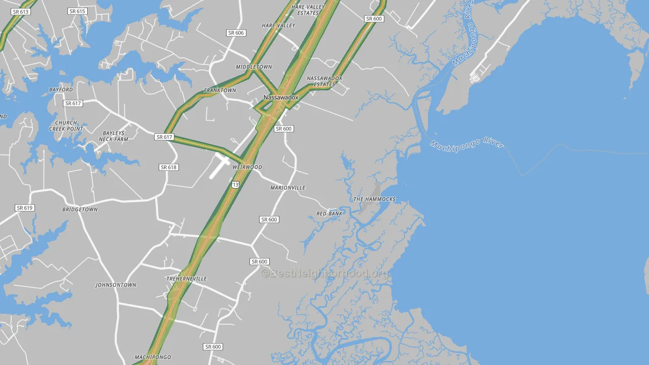 Red Bank, VA Map of Noise Levels in Red Bank