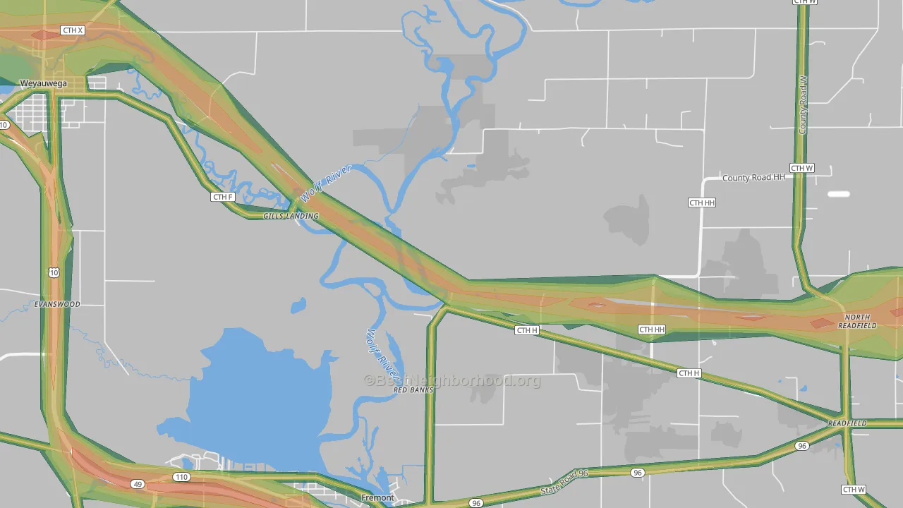 Red Banks, WI Map of Noise Levels in Red Banks
