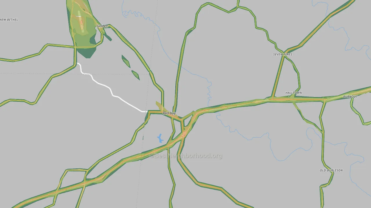 Red Bay, AL Map of Noise Levels in Red Bay