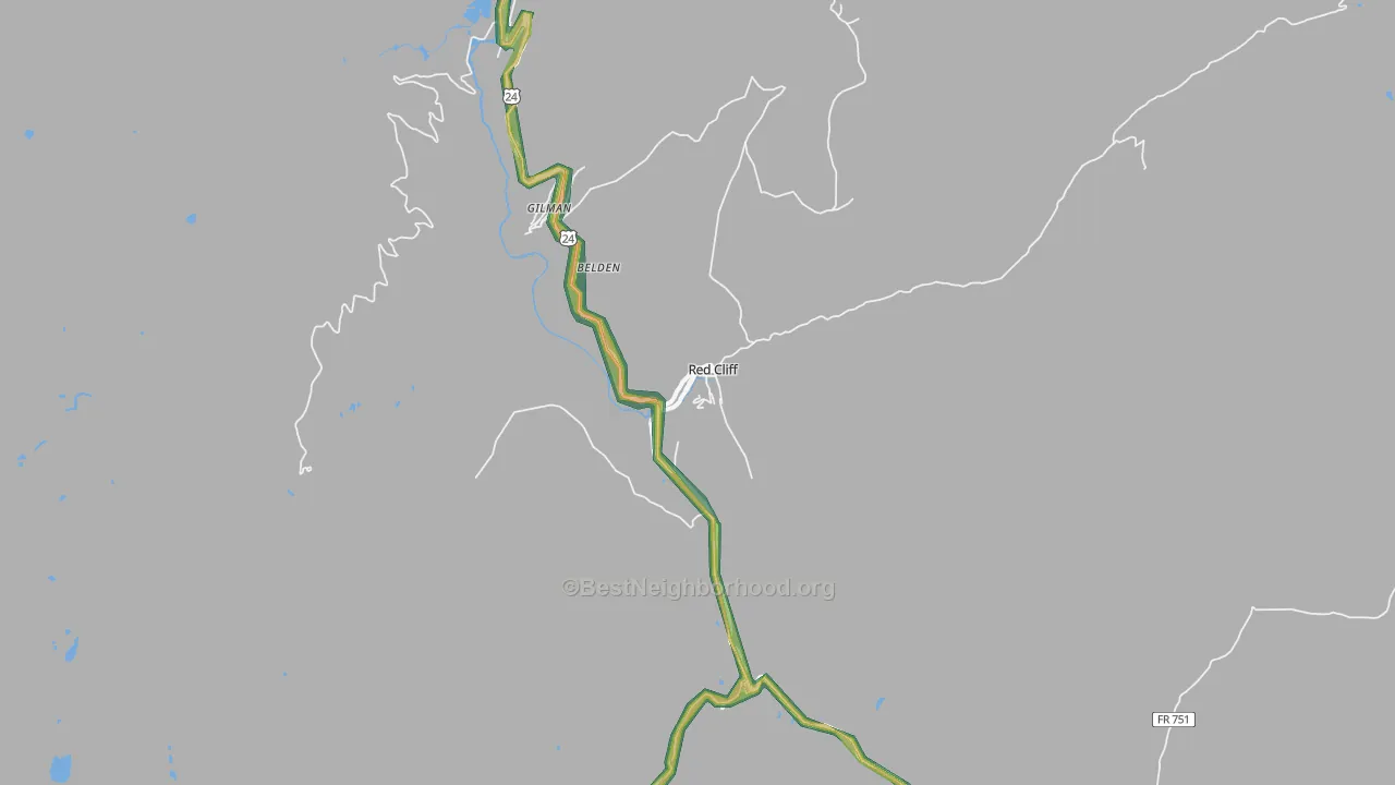 Red Cliff, CO Map of Noise Levels in Red Cliff