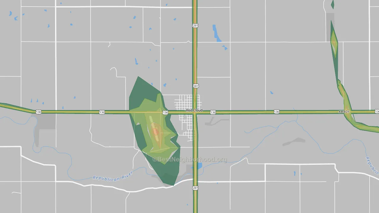 Red Cloud, NE Map of Noise Levels in Red Cloud