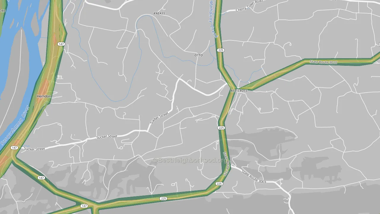 Red Cross, PA Map of Noise Levels in Red Cross